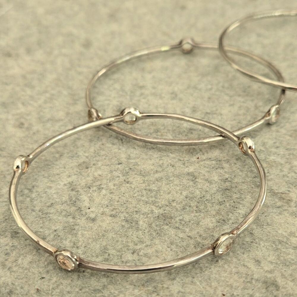 IPPOLITA Rock Candy Set of 3 Sterling Silver 925 Hammered Rock Crystal Bangles